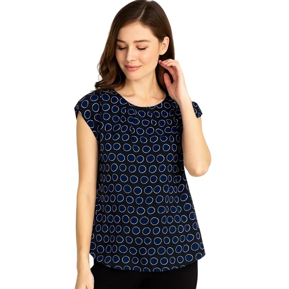 Banana‎ Republic Women's Circle Print Cap Sleeve Blouse Top Size S Lightweight